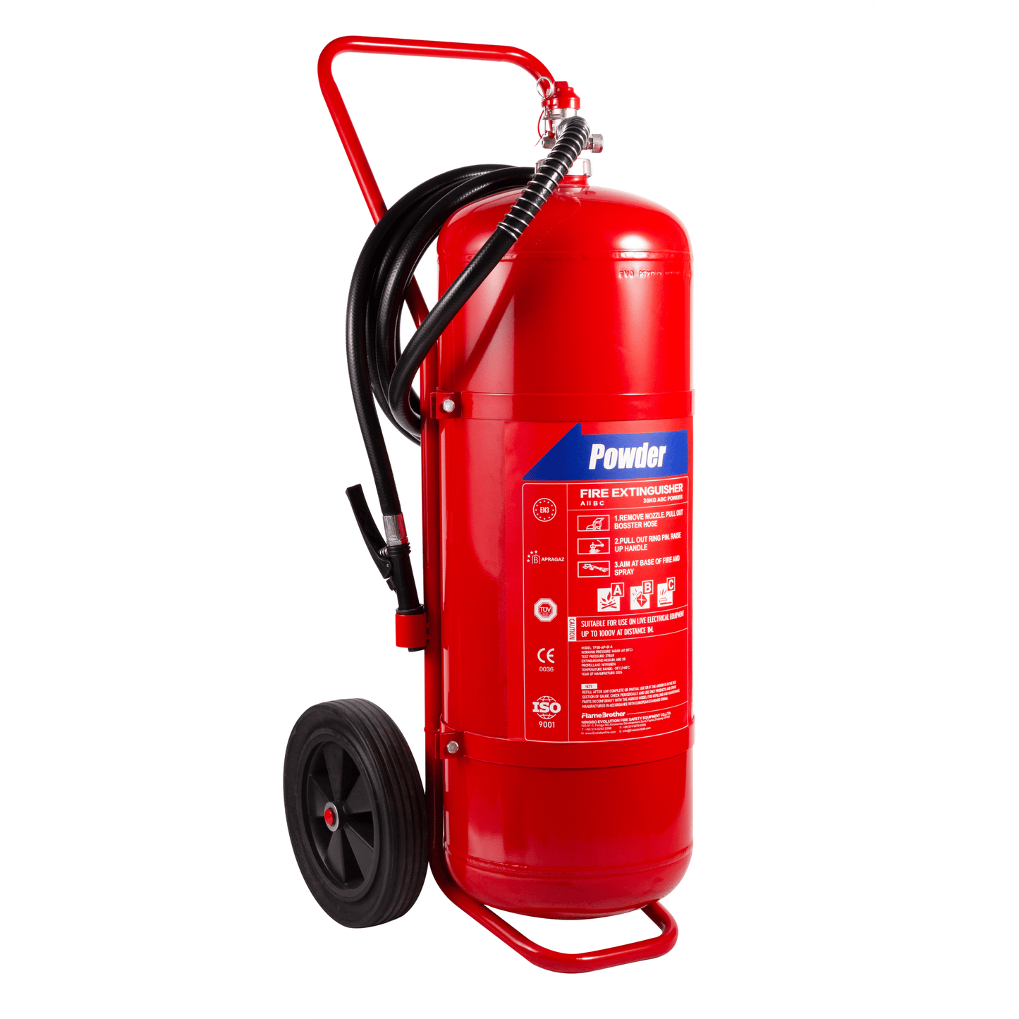 30 kg ABC Trolley Fire Extinguisher – Heavy-Duty Dry Powder for Class A, B & C Fires